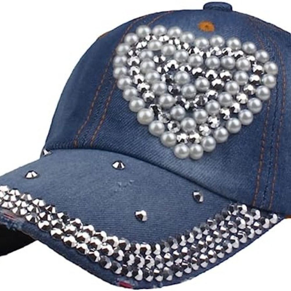 Women's Distressed Demin Embellished Cap - (NWOT)